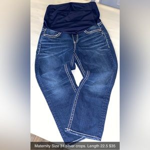 Size 31 Silver Maternity Crops
